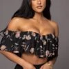 Black Floral Garden Party Crop Top