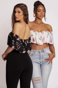 Black Floral Garden Party Crop Top -Lady Clothing Store PRODUCT MAR202023 25