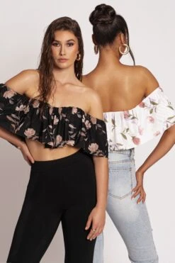 Black Floral Garden Party Crop Top -Lady Clothing Store PRODUCT MAR202023 30