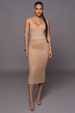 Sand Sunkissed Sweater Knit Skirt -Lady Clothing Store PRODUCT MAR302023 1