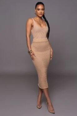 Sand Sunkissed Sweater Knit Skirt -Lady Clothing Store PRODUCT MAR302023 2