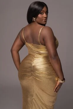 Gold Rubi Cowl Neck Cocktail Dress -Lady Clothing Store PRODUCT MAY112023 10