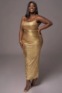 Gold Rubi Cowl Neck Cocktail Dress -Lady Clothing Store PRODUCT MAY112023 4