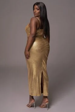 Gold Rubi Cowl Neck Cocktail Dress -Lady Clothing Store PRODUCT MAY112023 6