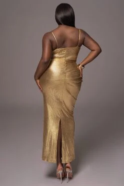 Gold Rubi Cowl Neck Cocktail Dress -Lady Clothing Store PRODUCT MAY112023 8