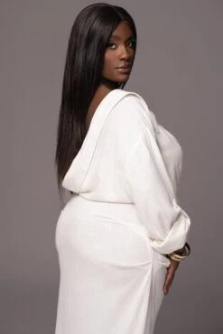 White Evita Linen Draped Dress 41 White Evita Linen Draped Dress -Lady Clothing Store PRODUCT MAY112023 81