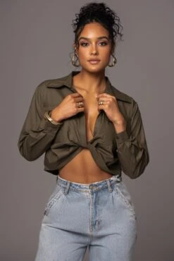 Olive Castella Twist Front Top -Lady Clothing Store PRODUCT MAY172023 104