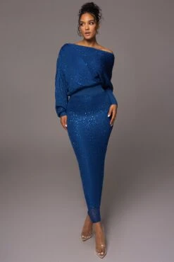 Blue Night Sky Sequin Skirt Set -Lady Clothing Store PRODUCT MAY172023 108