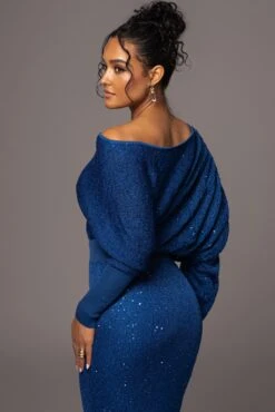 Blue Night Sky Sequin Skirt Set -Lady Clothing Store PRODUCT MAY172023 114