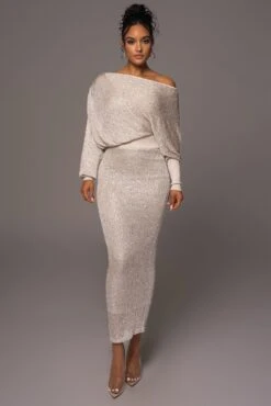 Beige Night Sky Sequin Skirt Set 18 Beige Night Sky Sequin Skirt Set -Lady Clothing Store PRODUCT MAY172023 118