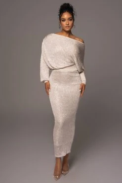 Beige Night Sky Sequin Skirt Set 19 Beige Night Sky Sequin Skirt Set -Lady Clothing Store PRODUCT MAY172023 119