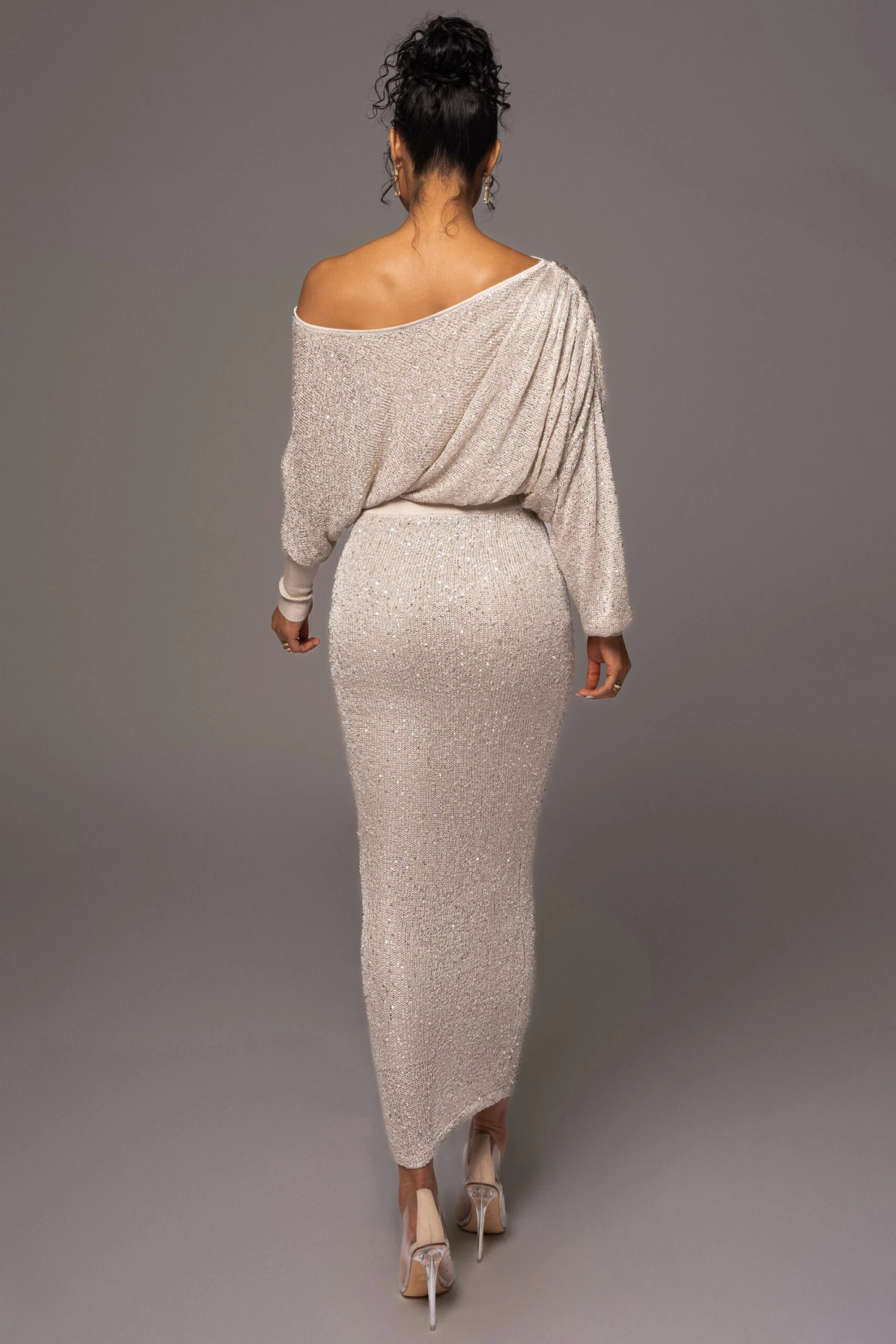 Beige Night Sky Sequin Skirt Set 14 Beige Night Sky Sequin Skirt Set - Image 12