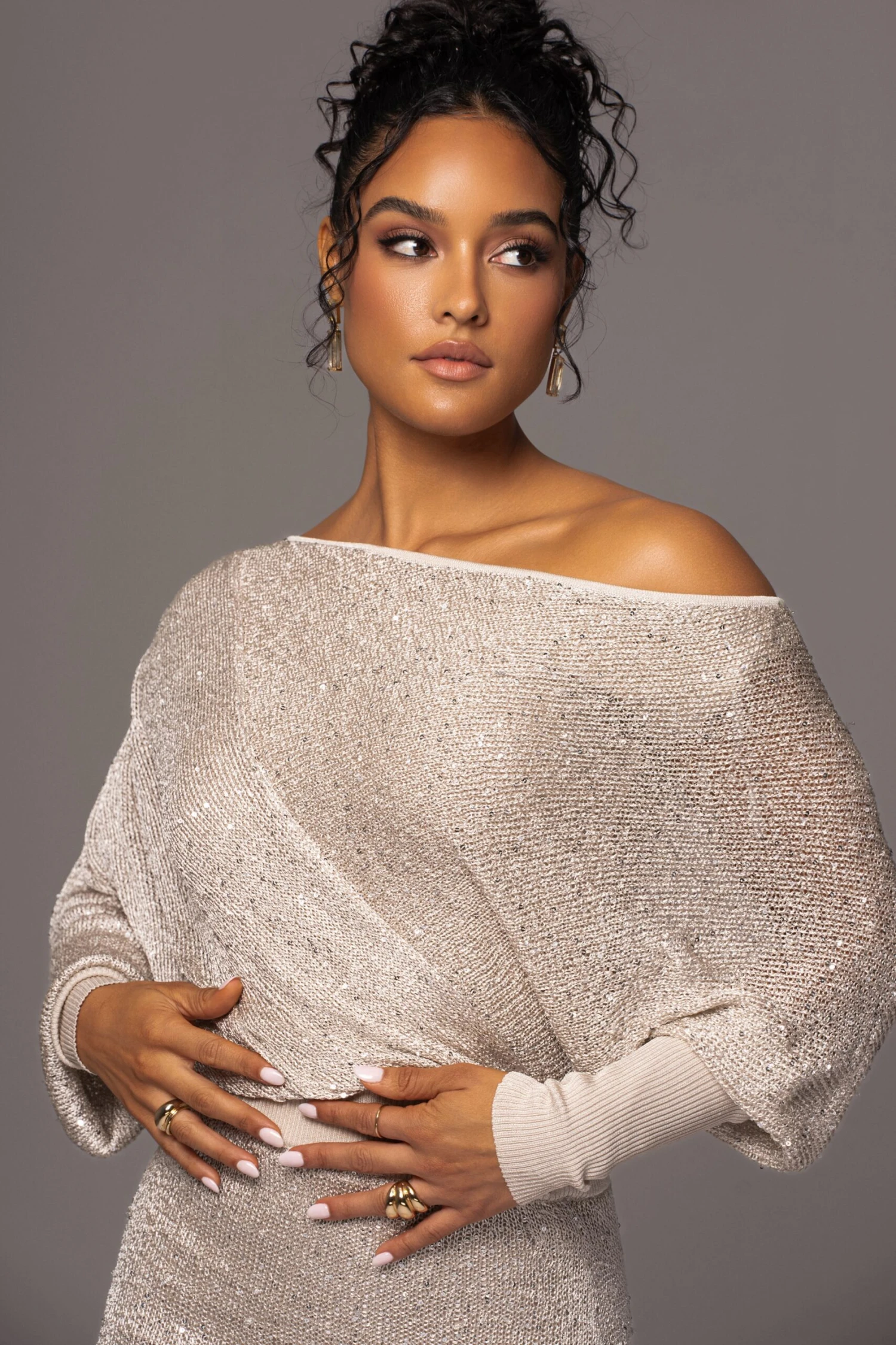 Beige Night Sky Sequin Skirt Set 10 Beige Night Sky Sequin Skirt Set - Image 8