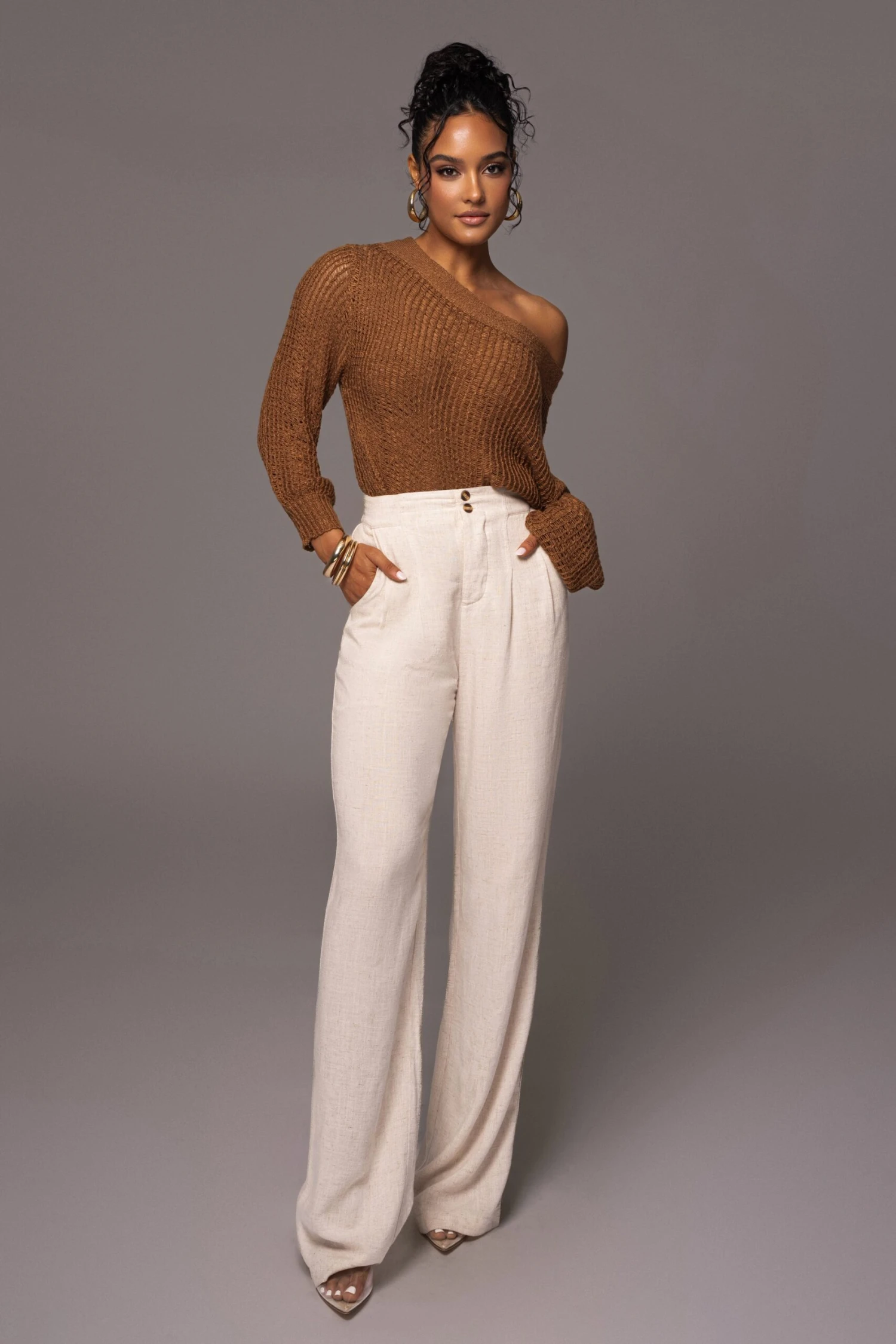 Pecan No Turning Back Off-Shoulder Top 3 Pecan No Turning Back Off-Shoulder Top