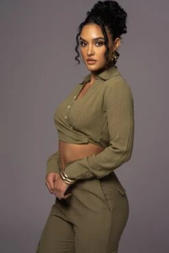 Olive Drift Away Linen Wrap Top -Lady Clothing Store PRODUCT MAY232023 JUNEDROP1 194