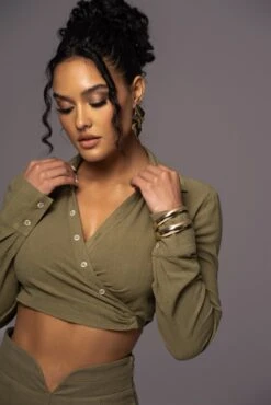 Olive Drift Away Linen Wrap Top -Lady Clothing Store PRODUCT MAY232023 JUNEDROP1 197