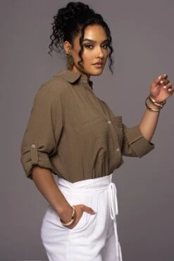 Olive By The Coast Crinkled Button Up -Lady Clothing Store PRODUCT MAY232023 JUNEDROP1 223