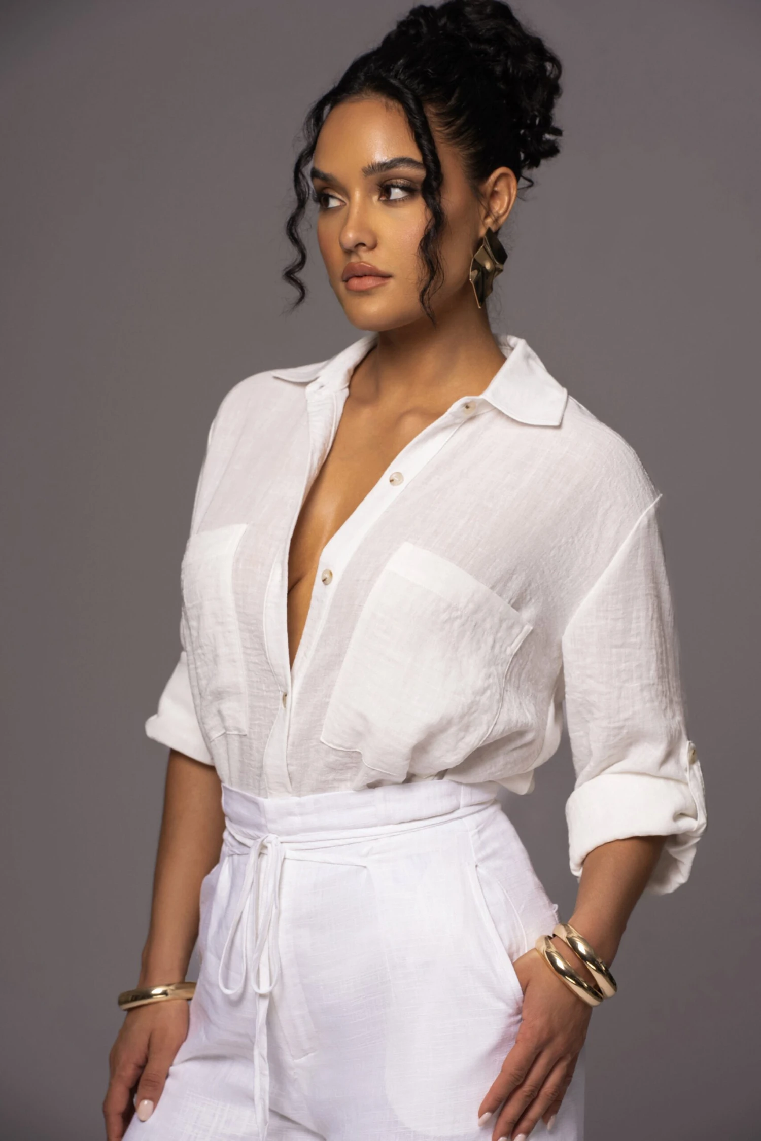 Off White By The Coast Crinkled Button Up 10 Off White By The Coast Crinkled Button Up - Image 8