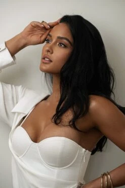 White Evita Linen Draped Dress 38 White Evita Linen Draped Dress -Lady Clothing Store PRODUCT MAY42023 4