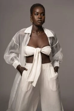 White Lia Button Front Shirt Dress -Lady Clothing Store PRODUCT MAY92022 186