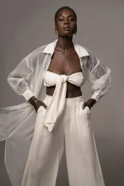 White Lia Button Front Shirt Dress -Lady Clothing Store PRODUCT MAY92022 187