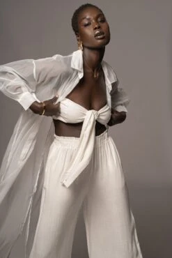 White Lia Button Front Shirt Dress -Lady Clothing Store PRODUCT MAY92022 188