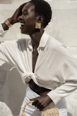 Ivory Soho Front Tied Woven Top -Lady Clothing Store PRODUCT MAY92022 221