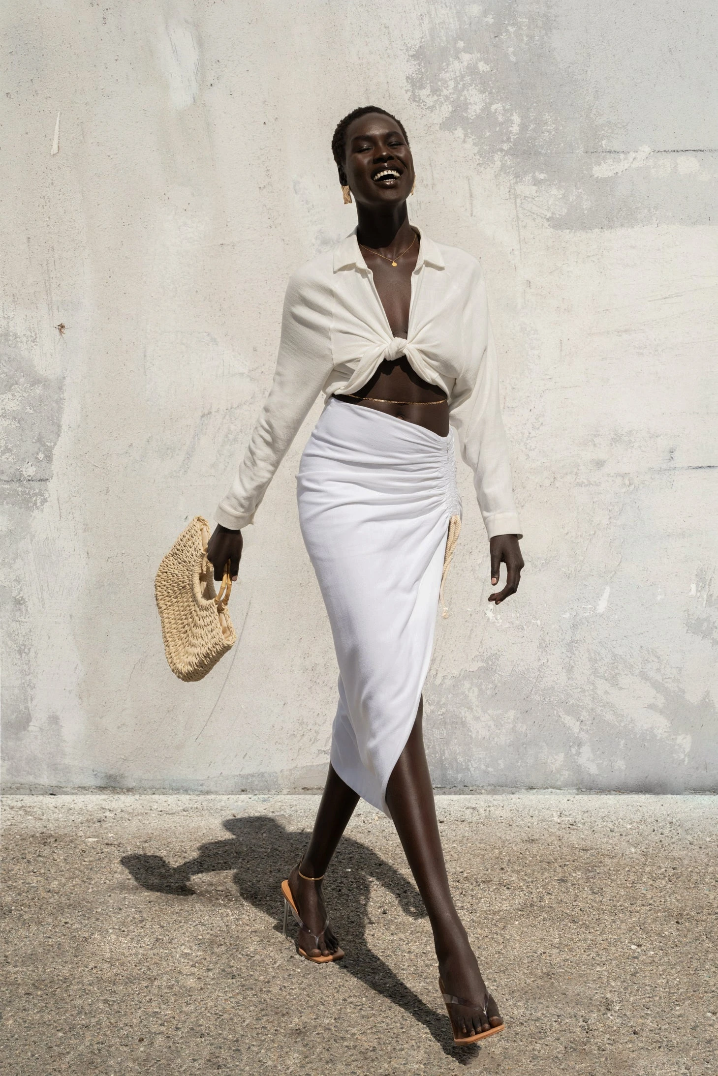 Ivory Spring Ruched Linen Skirt 5 Ivory Spring Ruched Linen Skirt - Image 3