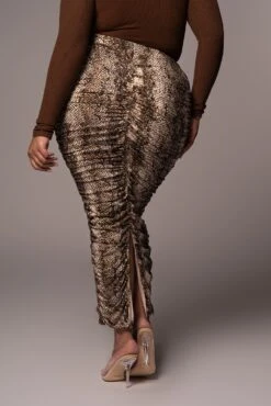 Snakeskin Halow Ruched Skirt -Lady Clothing Store PRODUCT NOV162021 PLUSSIZE 134