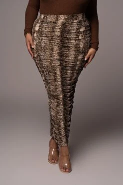 Snakeskin Halow Ruched Skirt -Lady Clothing Store PRODUCT NOV162021 PLUSSIZE 136