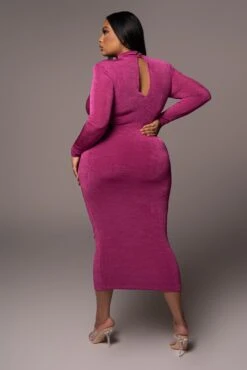 Berry Kara Mock Neck Dress -Lady Clothing Store PRODUCT NOV162021 PLUSSIZE 164