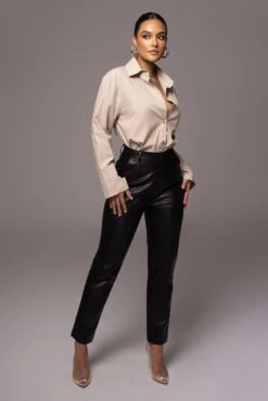 Khaki Classic Button Up Shirt 10 Khaki Classic Button Up Shirt -Lady Clothing Store PRODUCT NOV172022 203