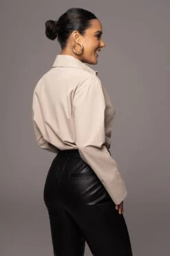 Khaki Classic Button Up Shirt 11 Khaki Classic Button Up Shirt -Lady Clothing Store PRODUCT NOV172022 205