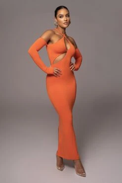 Orange Soledad Cross Maxi Dress -Lady Clothing Store PRODUCT NOV172022 82