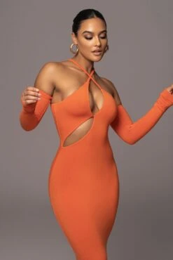 Orange Soledad Cross Maxi Dress -Lady Clothing Store PRODUCT NOV172022 88