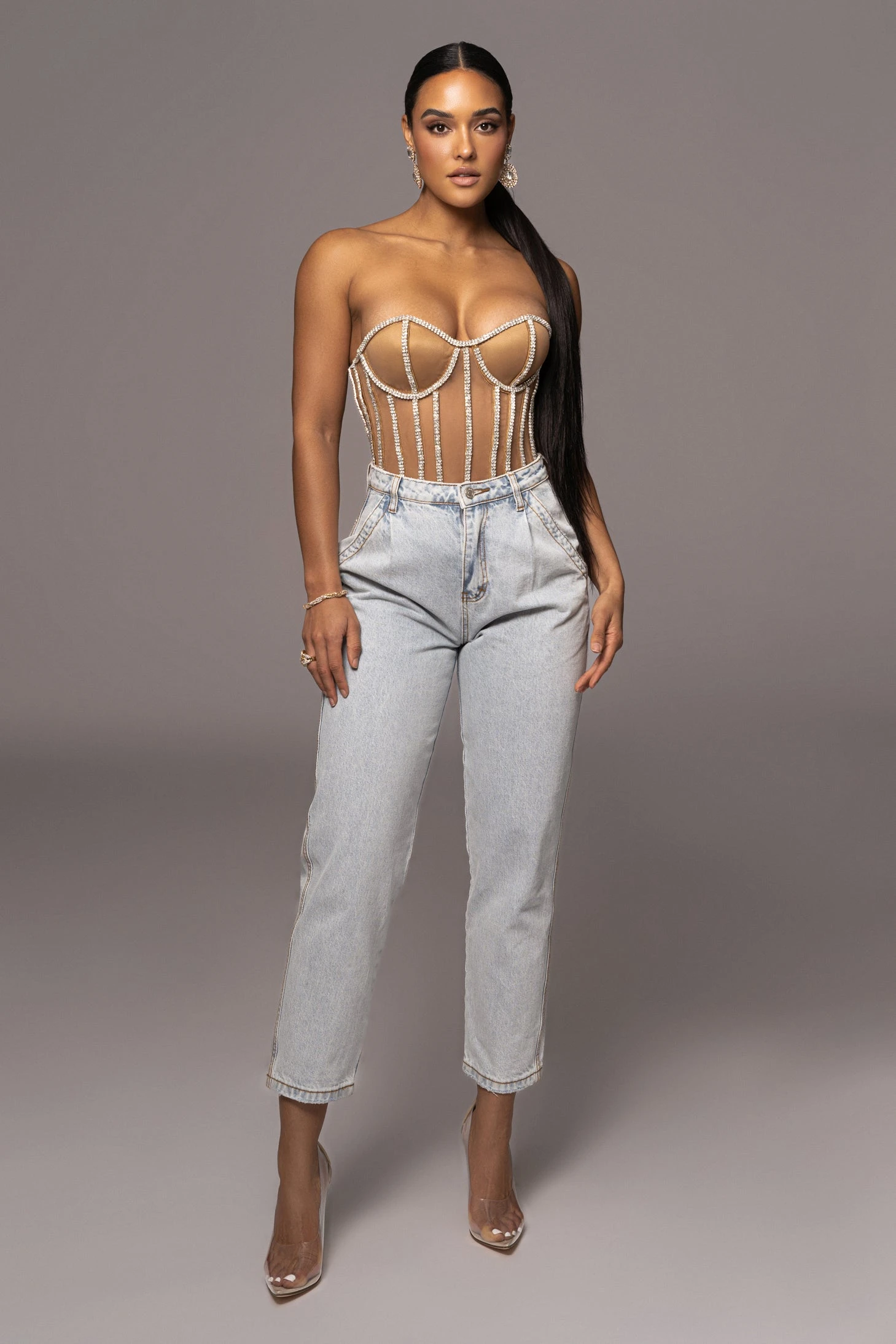 LIMITED EDITION Tan Rhinestone Crystal Corset 8 LIMITED EDITION Tan Rhinestone Crystal Corset - Image 6