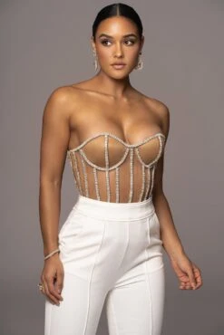 LIMITED EDITION Tan Rhinestone Crystal Corset 24 LIMITED EDITION Tan Rhinestone Crystal Corset -Lady Clothing Store PRODUCT NOV32022 HOLIDAY 157