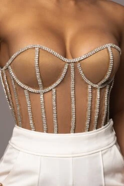 LIMITED EDITION Tan Rhinestone Crystal Corset 23 LIMITED EDITION Tan Rhinestone Crystal Corset -Lady Clothing Store PRODUCT NOV32022 HOLIDAY 1598copy