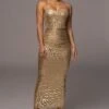 Gold Rubi Cowl Neck Cocktail Dress -Lady Clothing Store PRODUCT NOV32022 HOLIDAY 2
