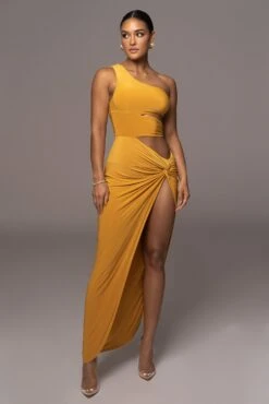 Mustard One Night Only Dress -Lady Clothing Store PRODUCT NOV32022 HOLIDAY 26