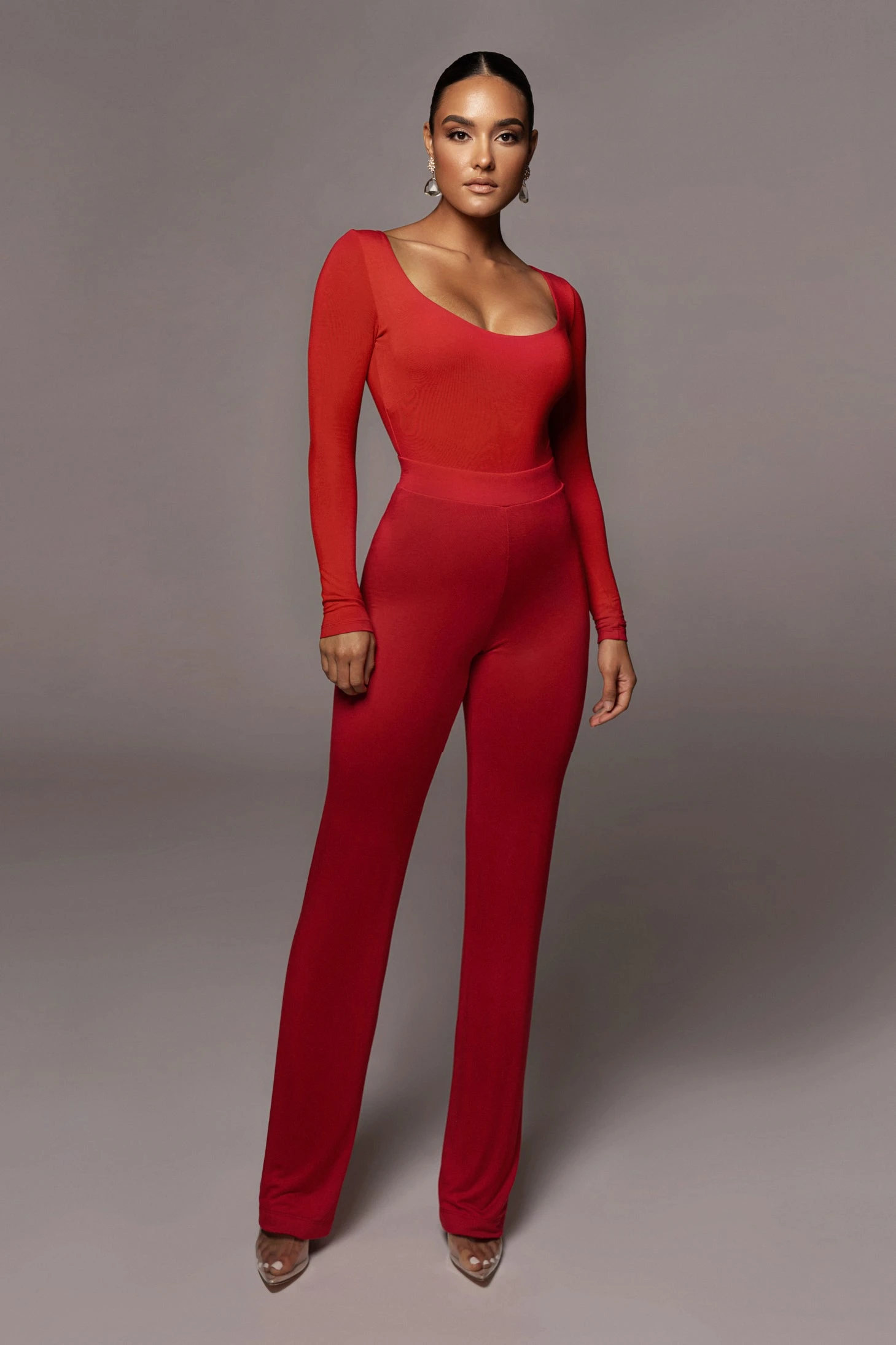 Jluxbasix Red Bethie Scoop Long Sleeve Bodysuit 4 Jluxbasix Red Bethie Scoop Long Sleeve Bodysuit - Image 2