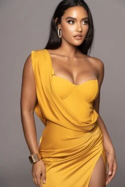 Yellow Kristiana Slit Dress -Lady Clothing Store PRODUCT OCT102022 HOLIDAY 141