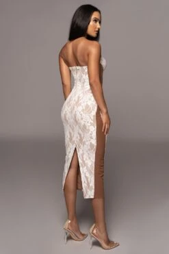 White/Tan Easy To Love Dress -Lady Clothing Store PRODUCT OCT102022 HOLIDAY 21