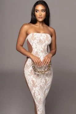 White/Tan Easy To Love Dress -Lady Clothing Store PRODUCT OCT102022 HOLIDAY 24