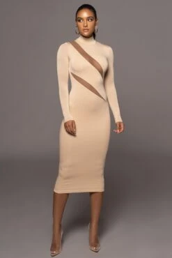 Tan Abigail Midi Dress