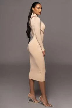 Tan Abigail Midi Dress -Lady Clothing Store PRODUCT OCT32022 PART2 67