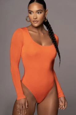Jluxbasix Tangerine Bethie Scoop Long Sleeve Bodysuit -Lady Clothing Store PRODUCT SEPT192022 MISSING 42