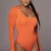 Jluxbasix Tangerine Bethie Scoop Long Sleeve Bodysuit -Lady Clothing Store PRODUCT SEPT192022 MISSING 43