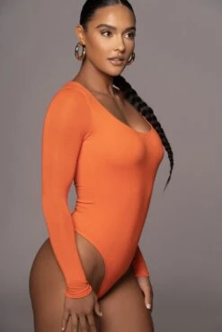 Jluxbasix Tangerine Bethie Scoop Long Sleeve Bodysuit -Lady Clothing Store PRODUCT SEPT192022 MISSING 44