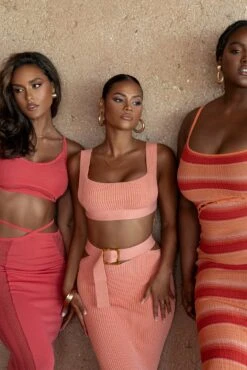 Peach Nikole Ribbed Skirt Set -Lady Clothing Store SUMMER4 39 659ea40f 5005 4caf 9940 f6d9bf5dfd46